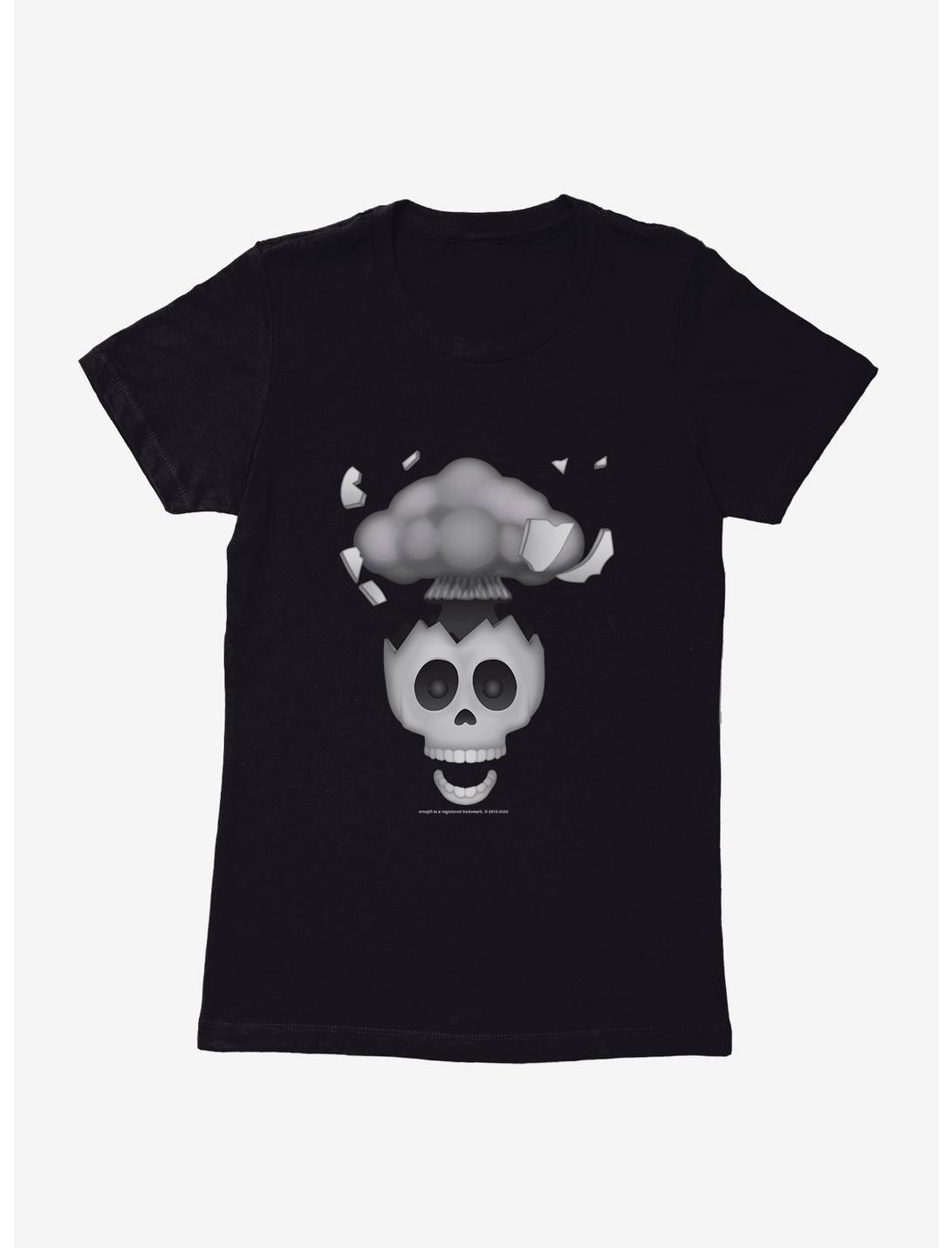 Emoji Skull Expression Mind Blown Womens T-Shirt, BLACK, hi-res