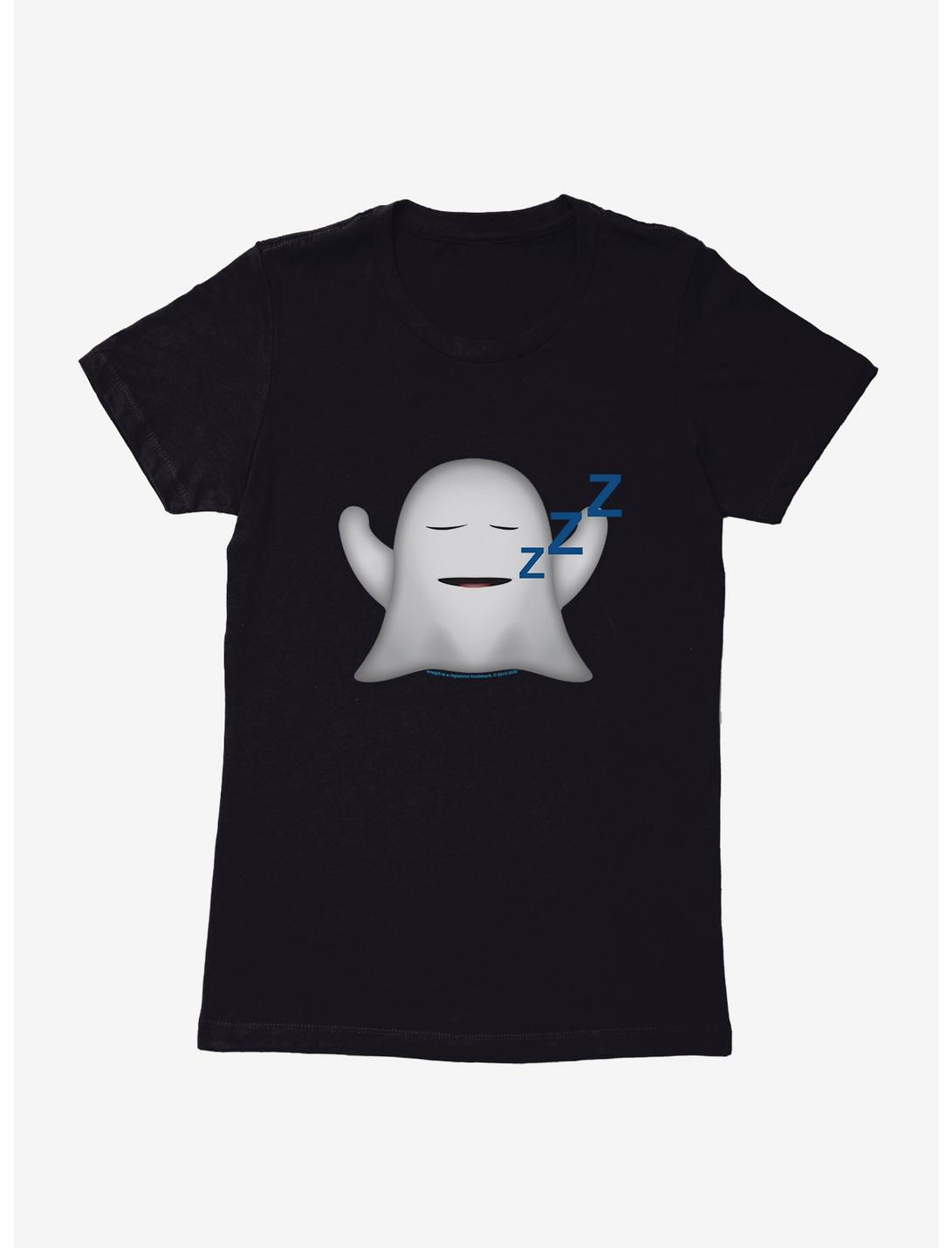 Emoji Ghost Expression Sleepy Womens T-Shirt, BLACK, hi-res