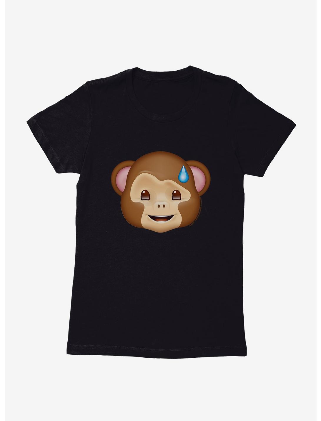 Emoji Monkey Expression Embarrassed Womens T-Shirt, BLACK, hi-res
