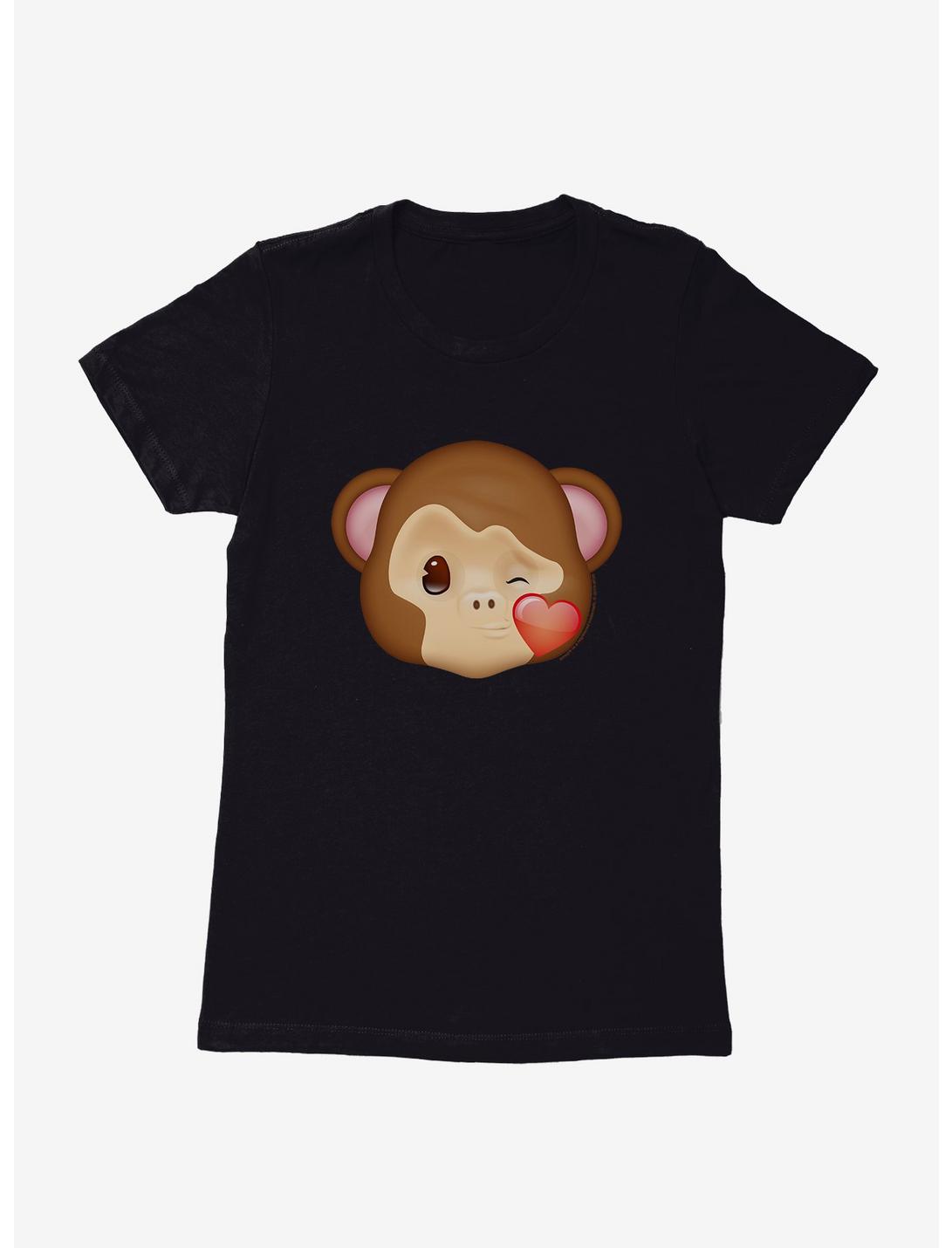 Emoji Monkey Expression Wink Womens T-Shirt, BLACK, hi-res