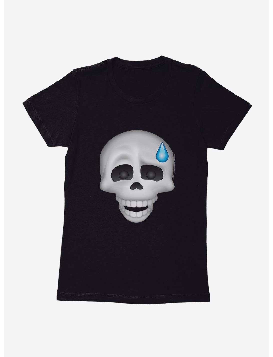 Emoji Skull Expression Embarrassed Womens T-Shirt, BLACK, hi-res