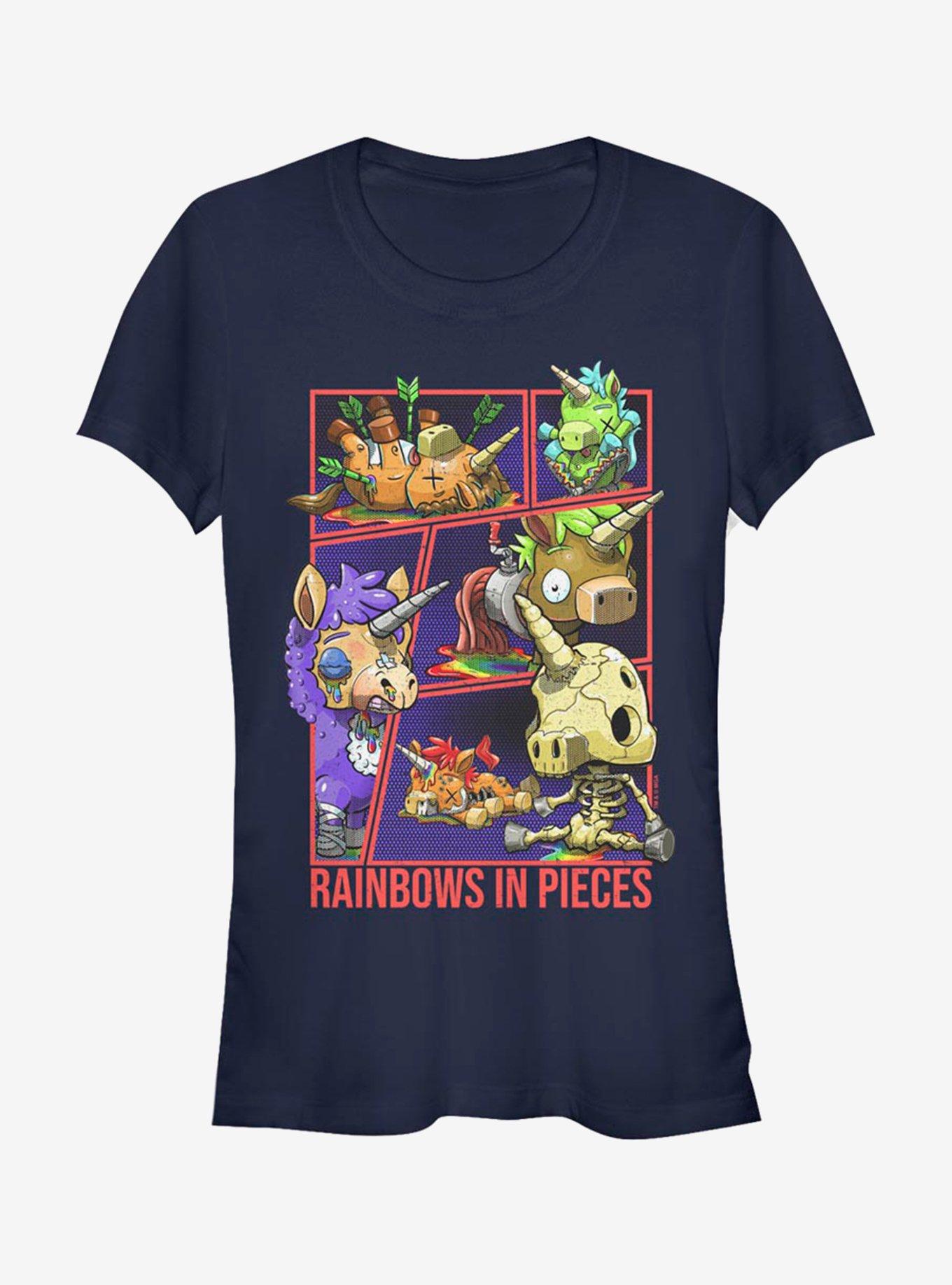 R.I.P Rainbows In Pieces Living Dead Unicorns Girls T-Shirt, NAVY, hi-res