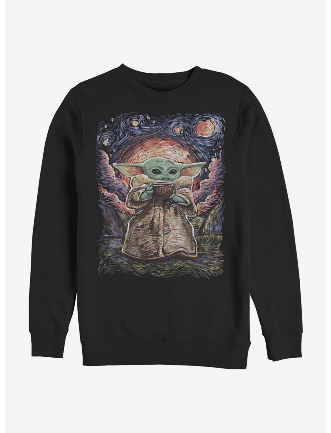 Star Wars The Mandalorian The Child Starry Night Sweatshirt, BLACK, hi-res