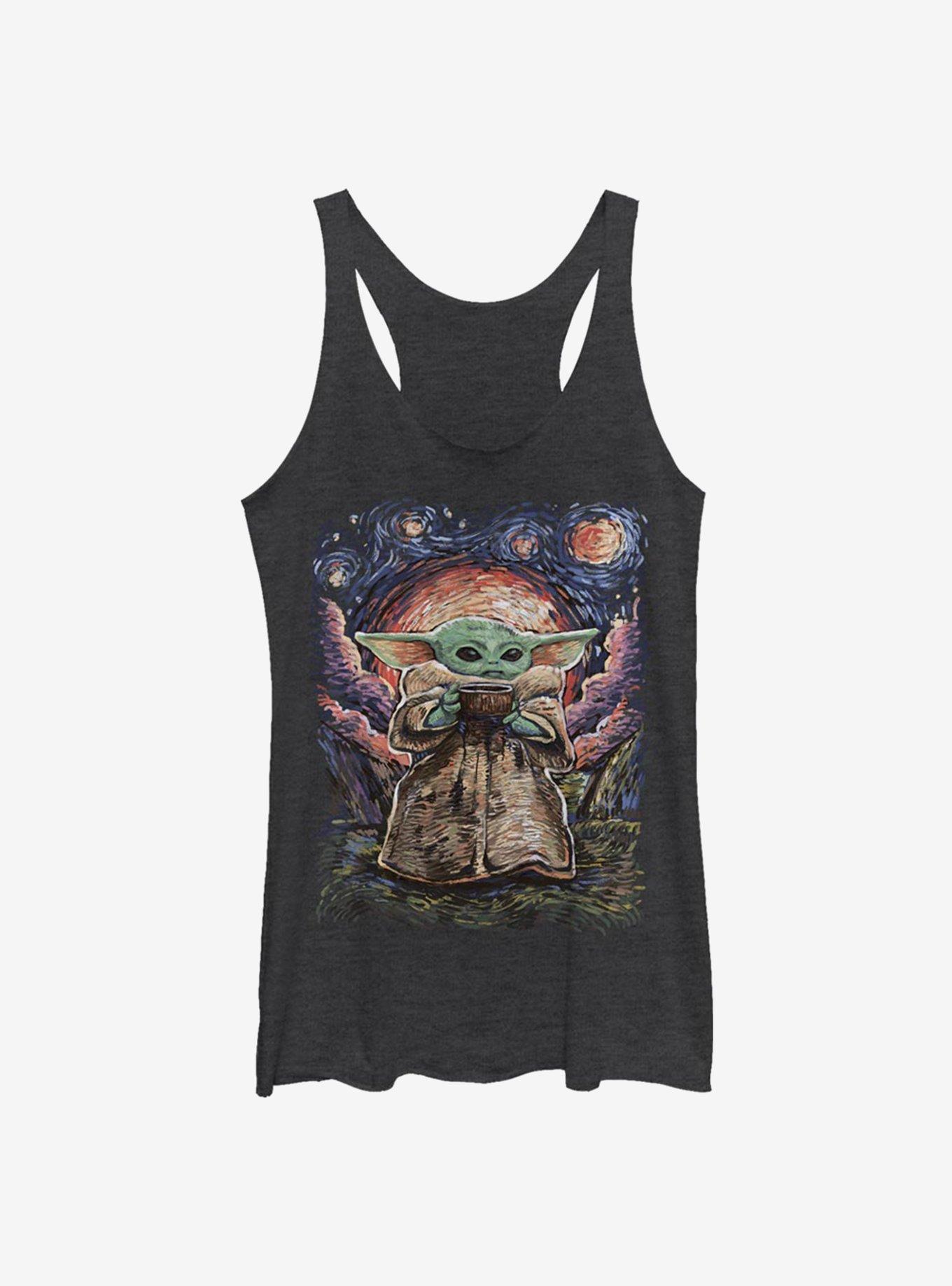 Plus Size Star Wars The Mandalorian The Child Starry Night Womens Tank Top, BLK HTR, hi-res