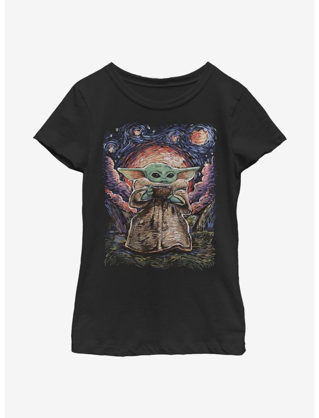 Star Wars The Mandalorian The Child Starry Night Youth Girls T-Shirt, BLACK, hi-res