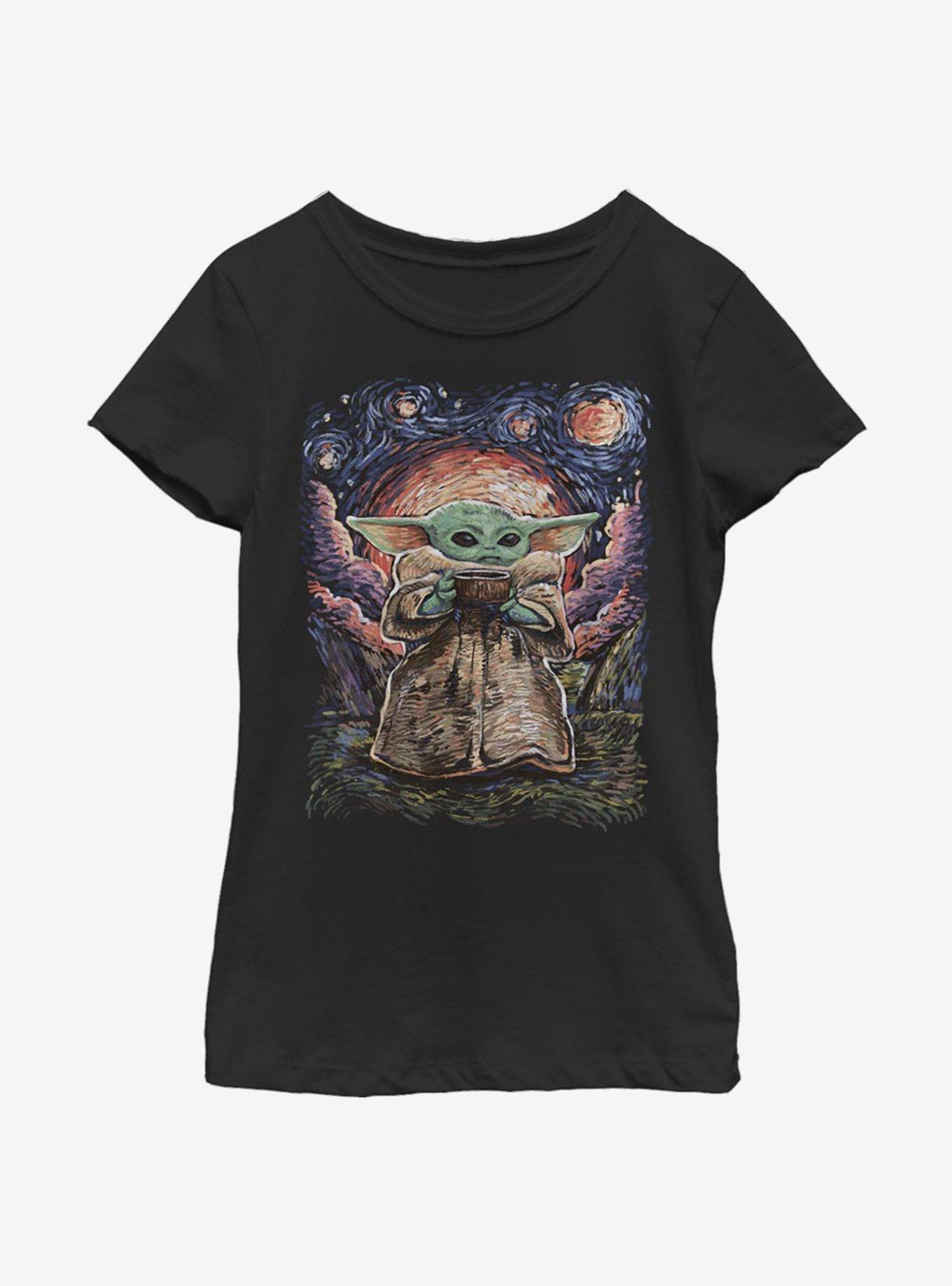 Star Wars The Mandalorian The Child Starry Night Youth Girls T-Shirt, BLACK, hi-res