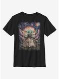 Star Wars The Mandalorian The Child Starry Night Youth T-Shirt, BLACK, hi-res