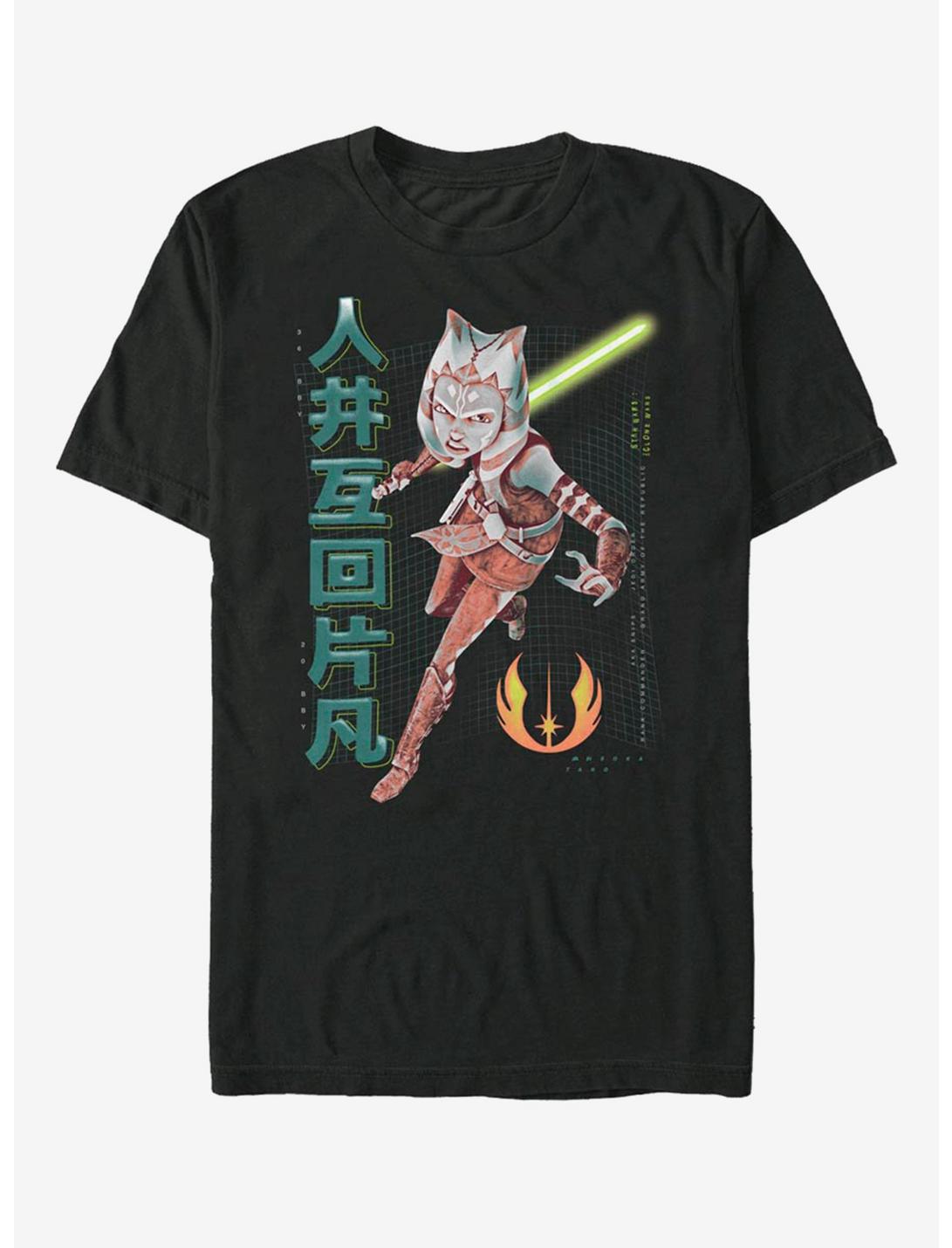 Star Wars: The Clone Wars Ahsoka Japanese Text T-Shirt, BLACK, hi-res