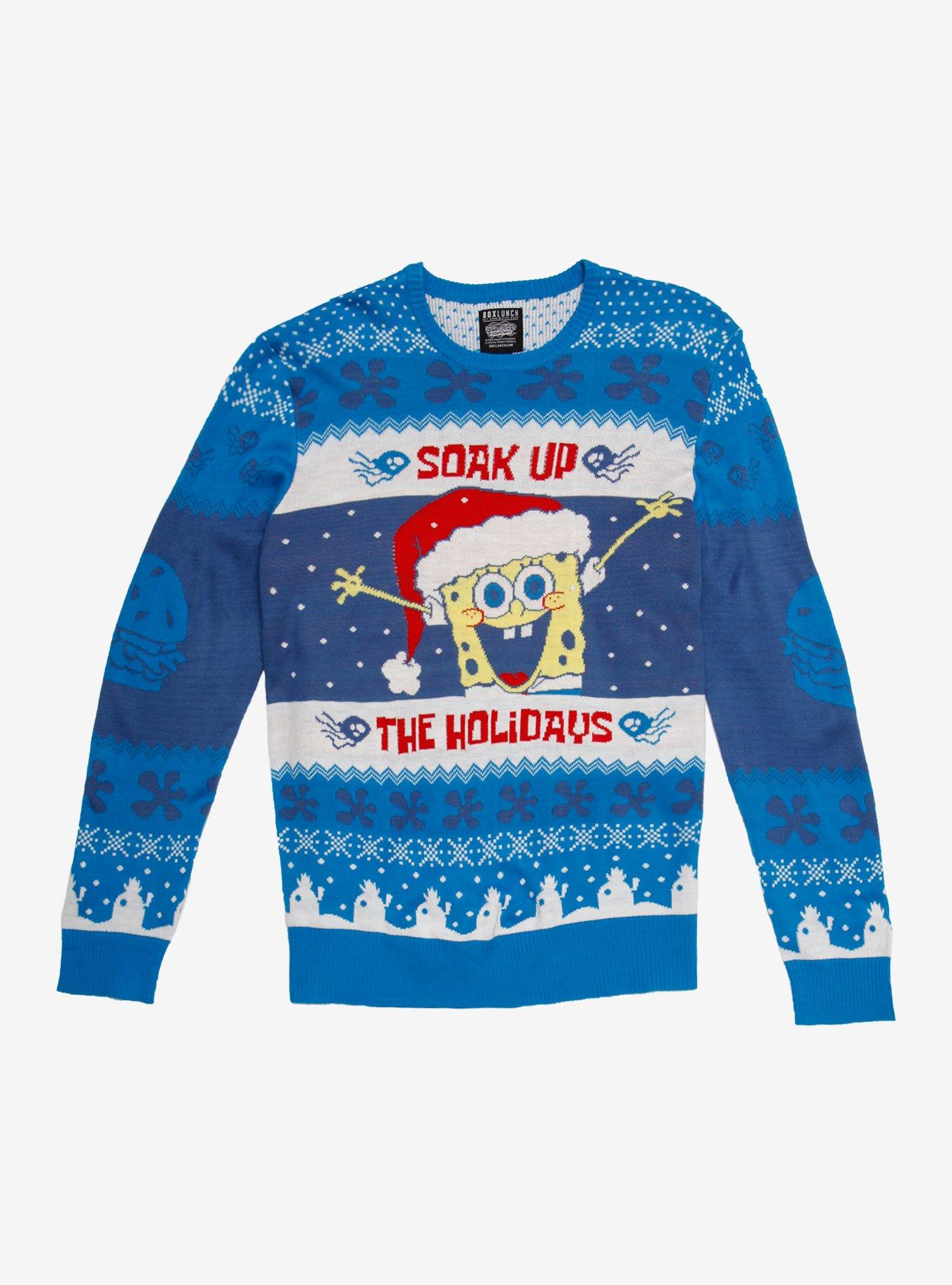 SpongeBob SquarePants Soak Up The Holidays Holiday Sweater - BoxLunch Exclusive, BLUE, hi-res