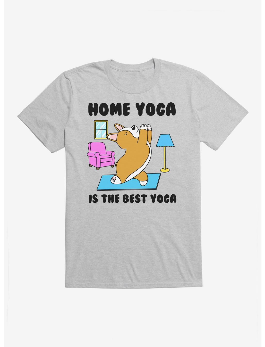 Home Yoga Is The Best Corgi T-Shirt, HEATHER GREY, hi-res