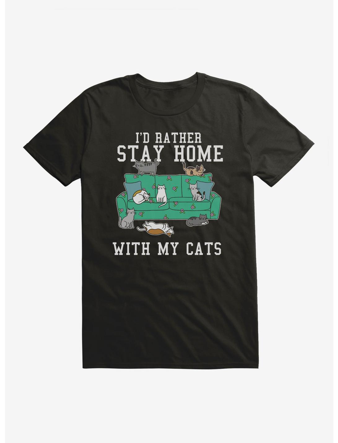 I'd Rather Stay Home With My Cats T-Shirt, BLACK, hi-res