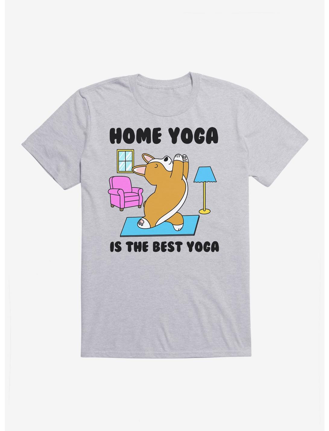Home Yoga Is The Best Corgi T-Shirt, HEATHER GREY, hi-res