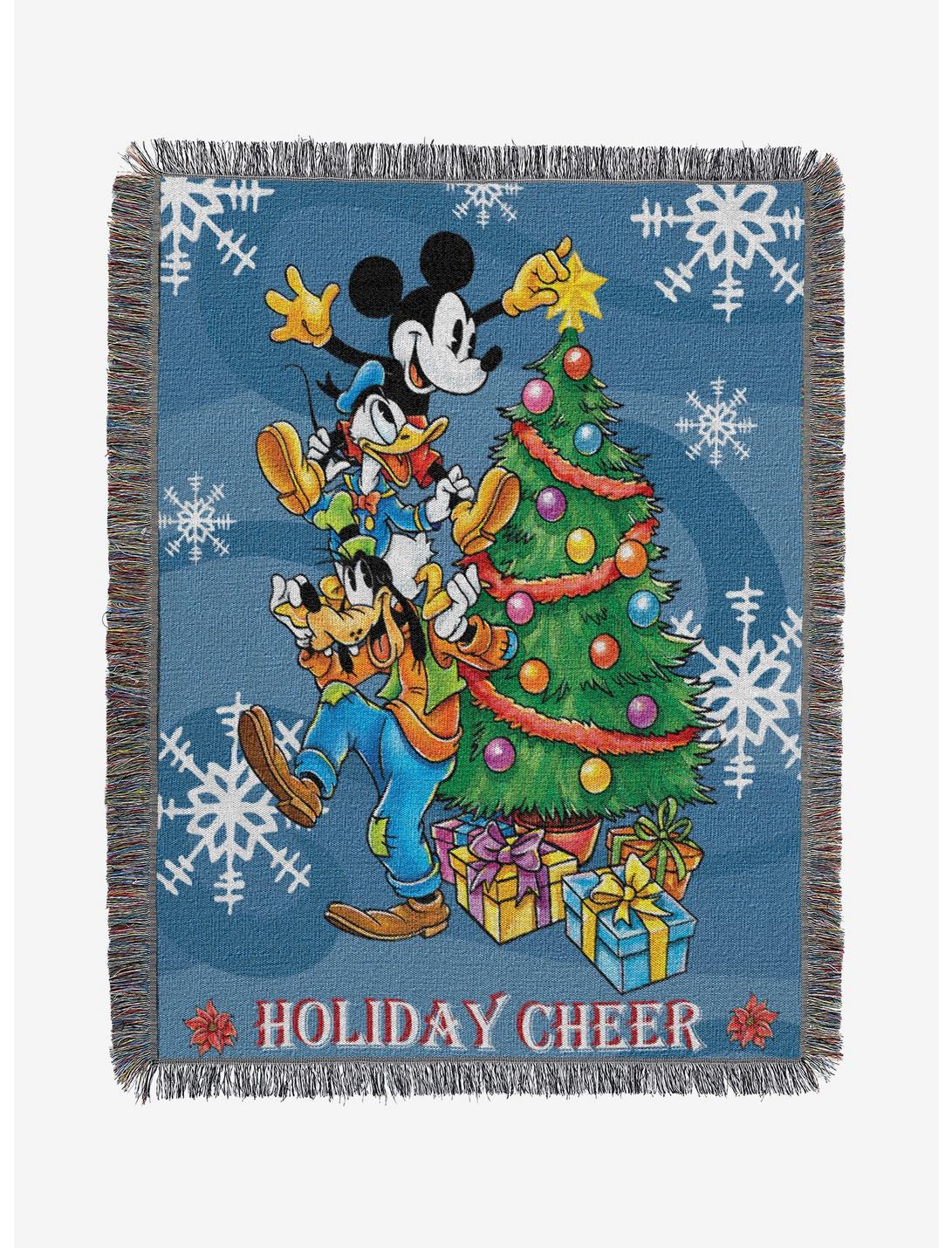 Disney Mickey Mouse Goofy Donald Holiday Tapestry Throw Blanket, , hi-res