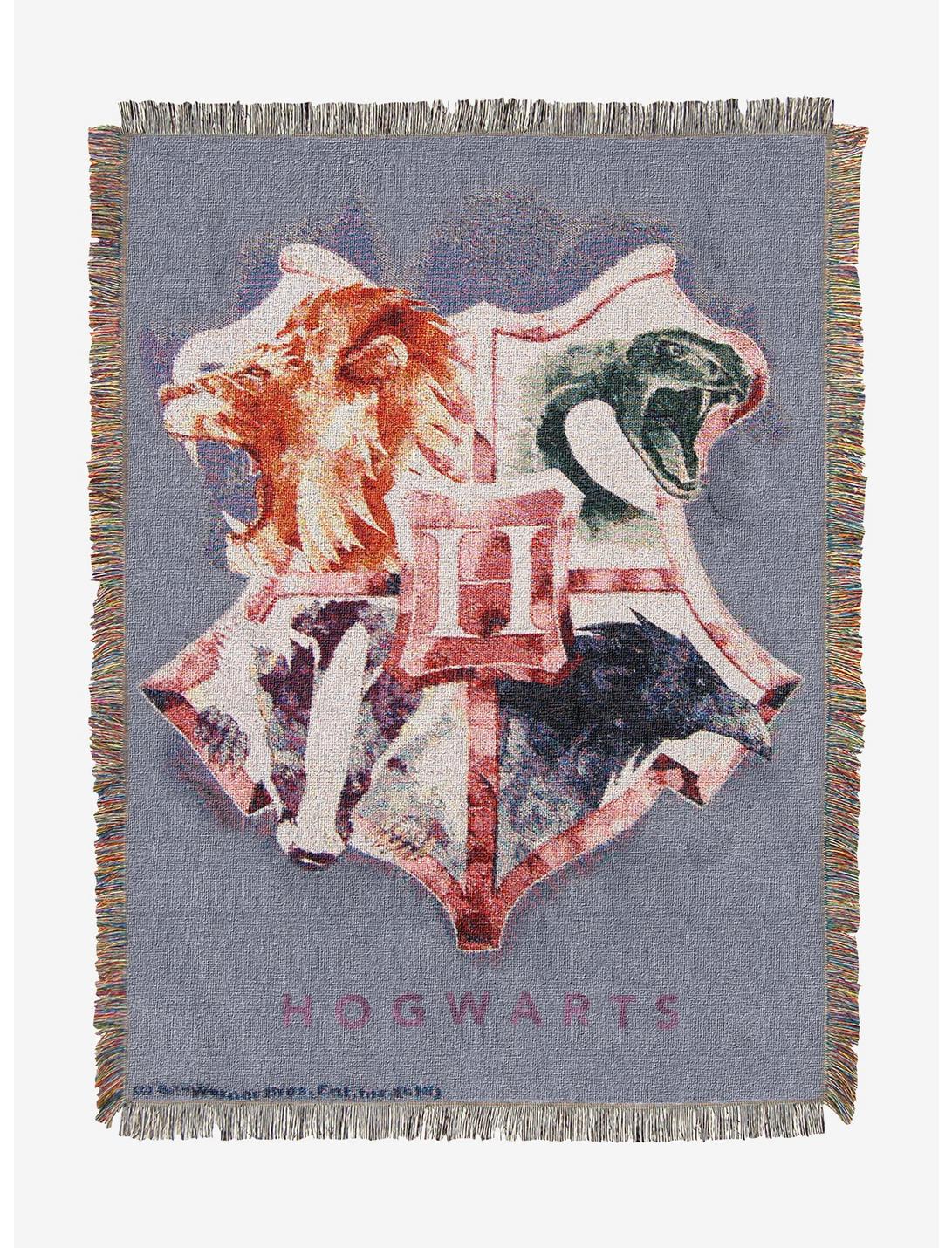 Harry Potter Hogwarts Watercolor Crest Tapestry Throw Blanket, , hi-res