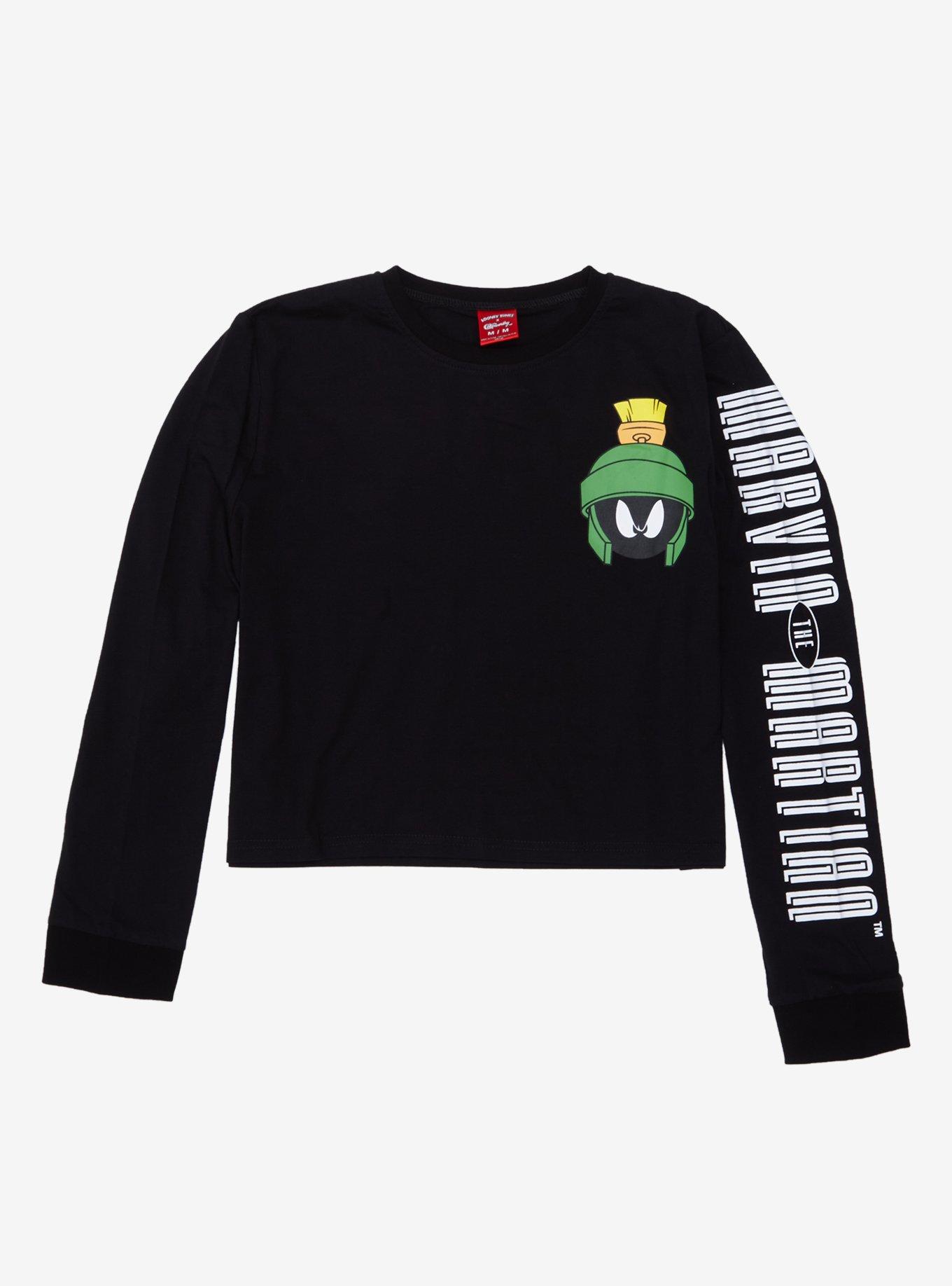 Cakeworthy Looney Tunes Marvin the Martian Crop Long Sleeve T-Shirt, BLACK, hi-res