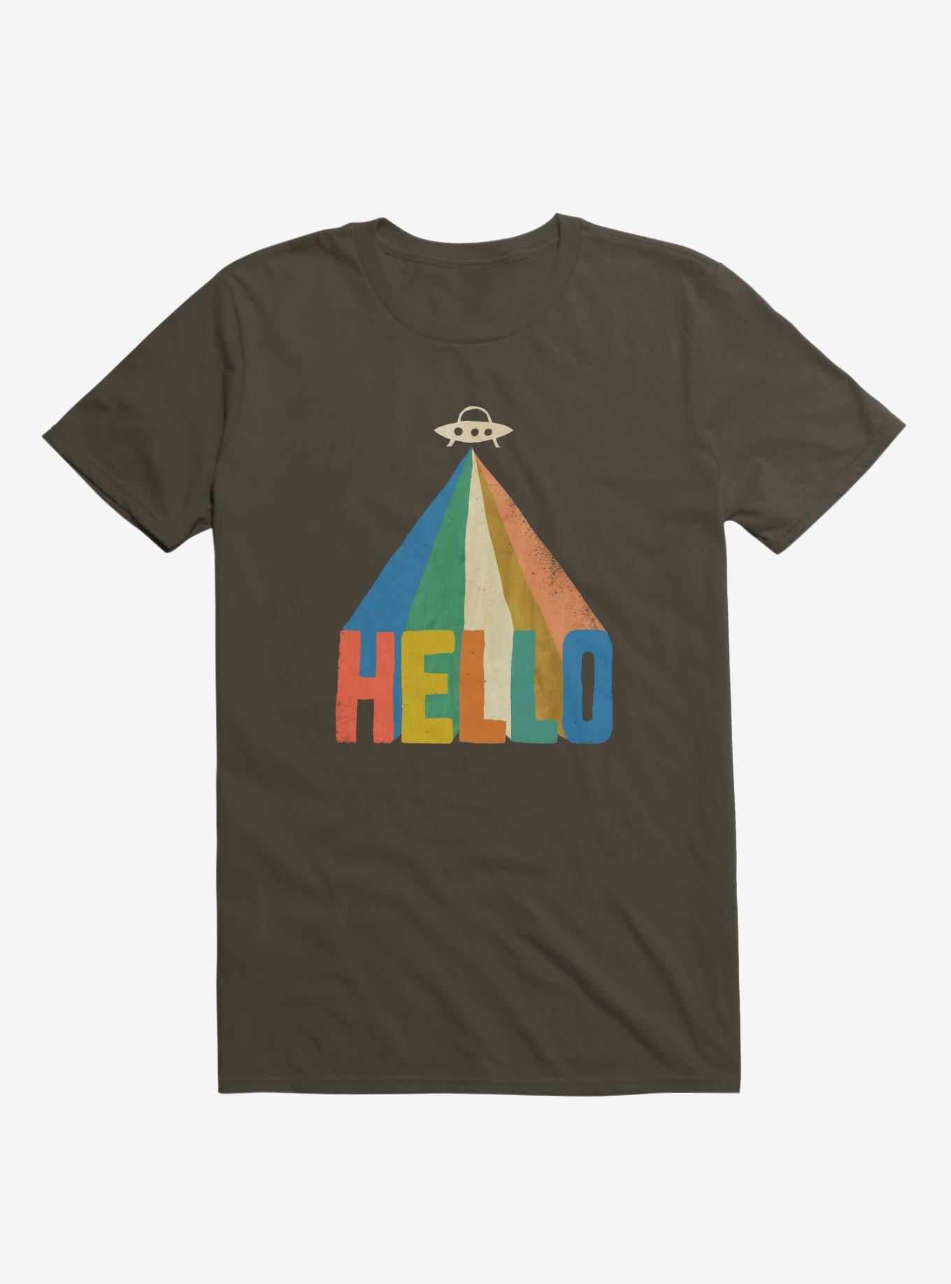 HELLO T-Shirt, BROWN, hi-res