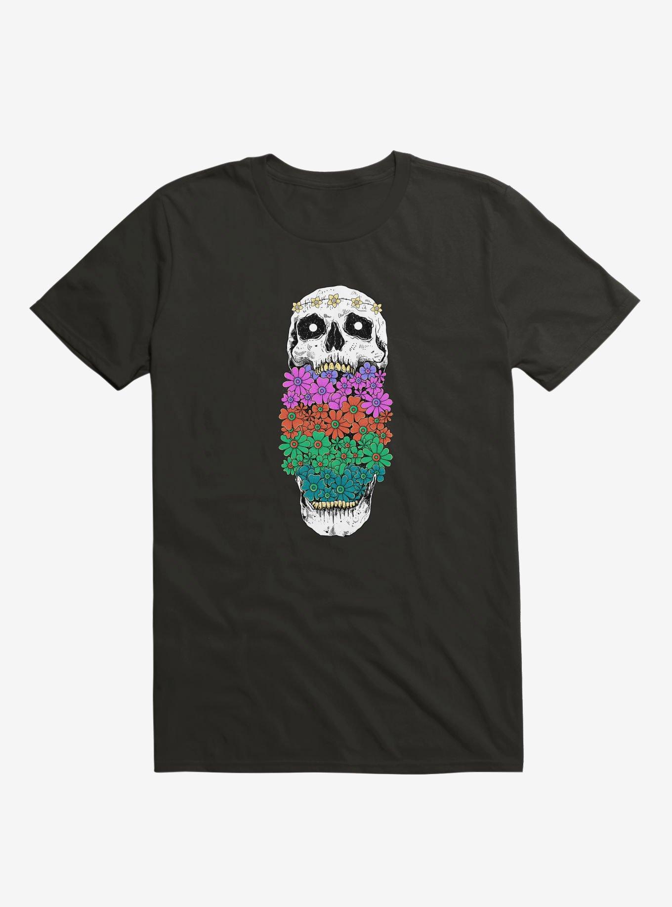 Skull Anatomy of Hippie T-Shirt, BLACK, hi-res