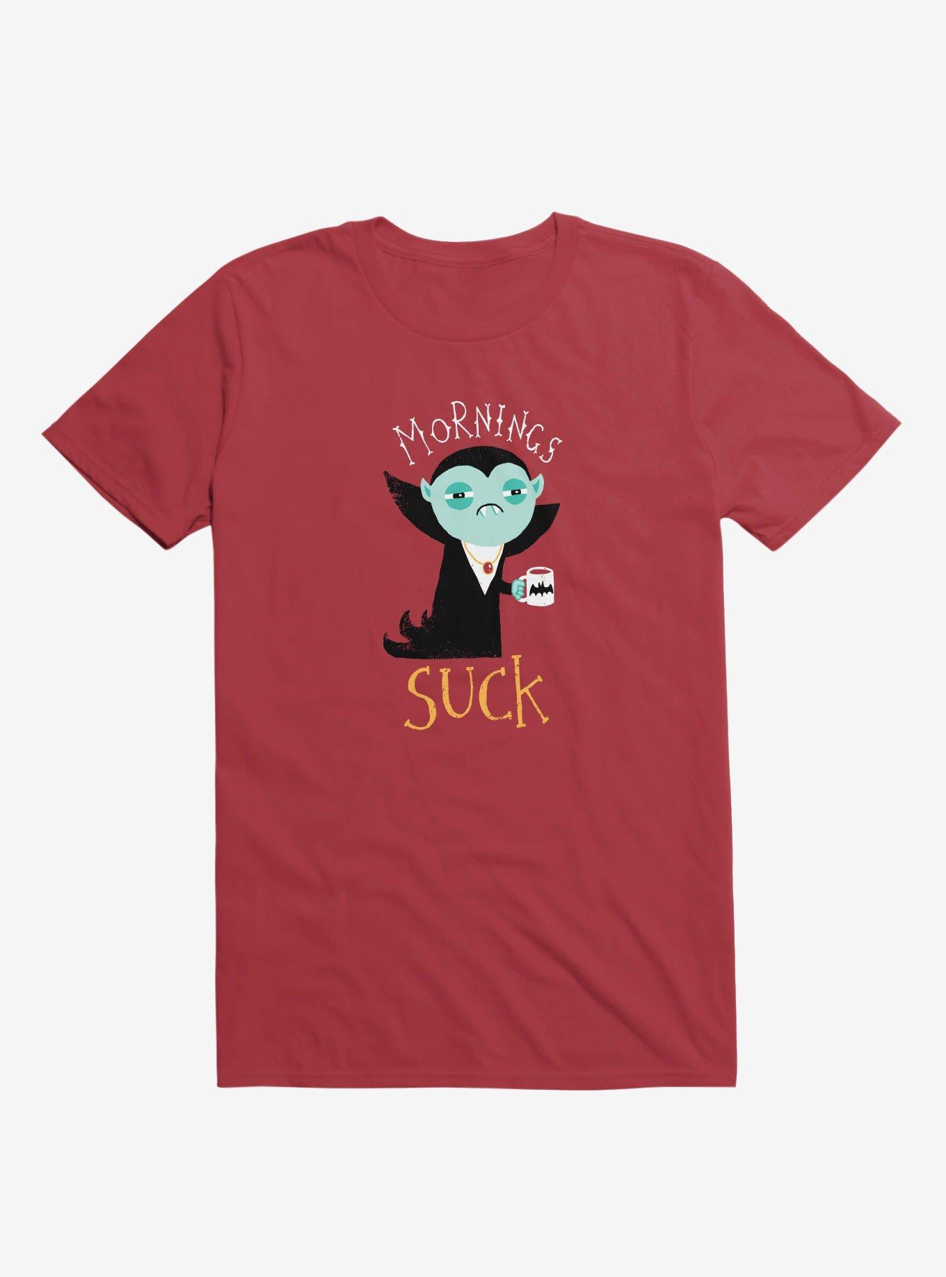 Mornings Suck T-Shirt, RED, hi-res