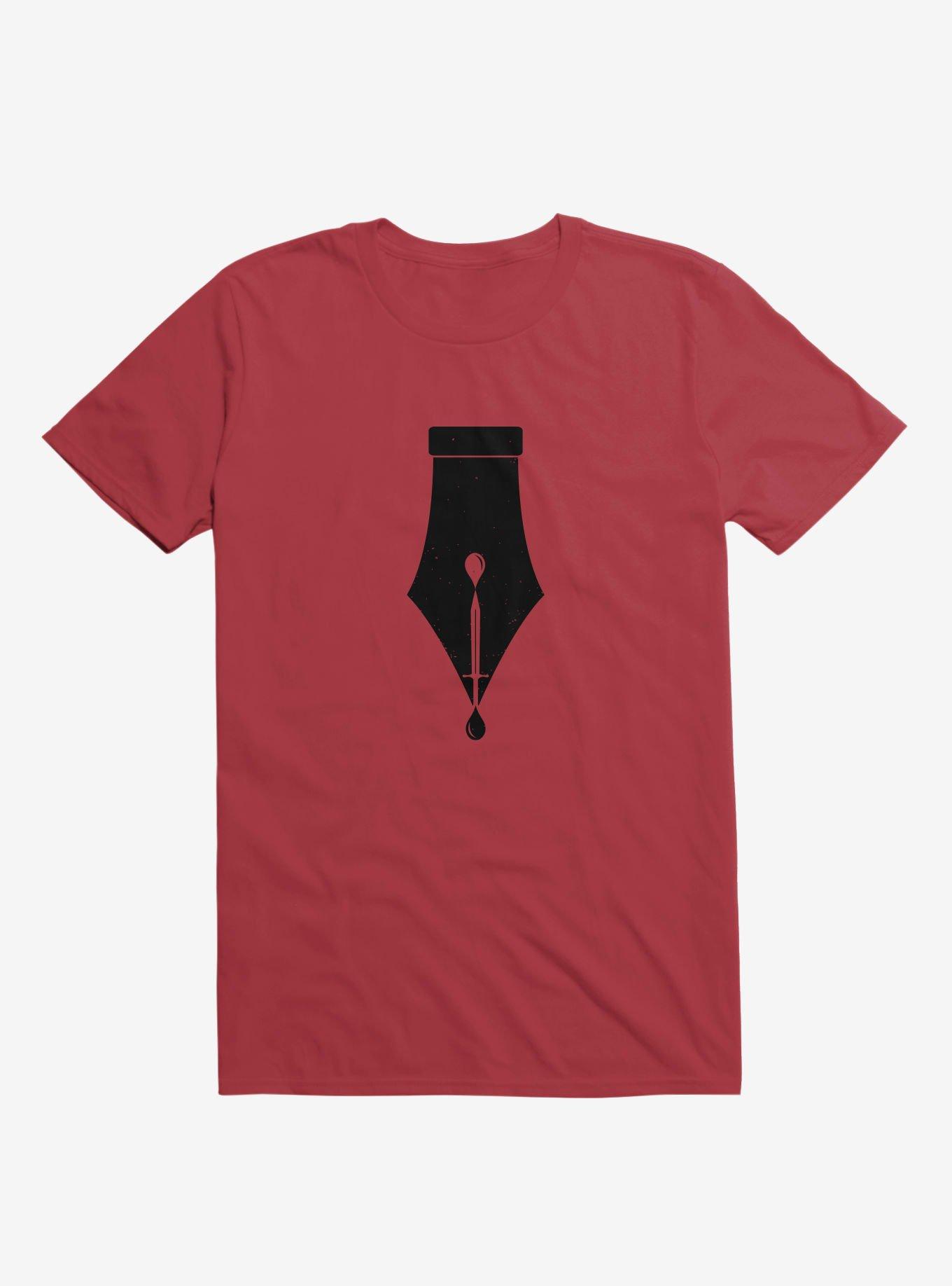 The Pen is Mightier than the Sword T-Shirt, RED, hi-res