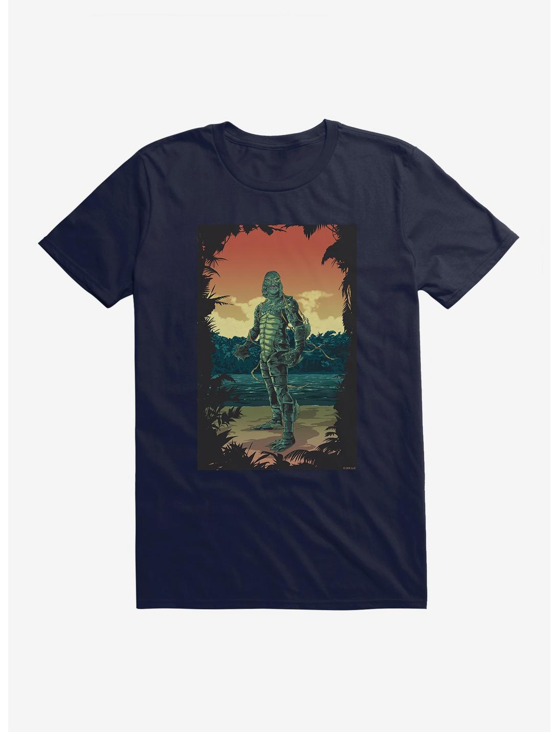 Creature From The Black Lagoon Comic Art Sunset T-Shirt, NAVY, hi-res