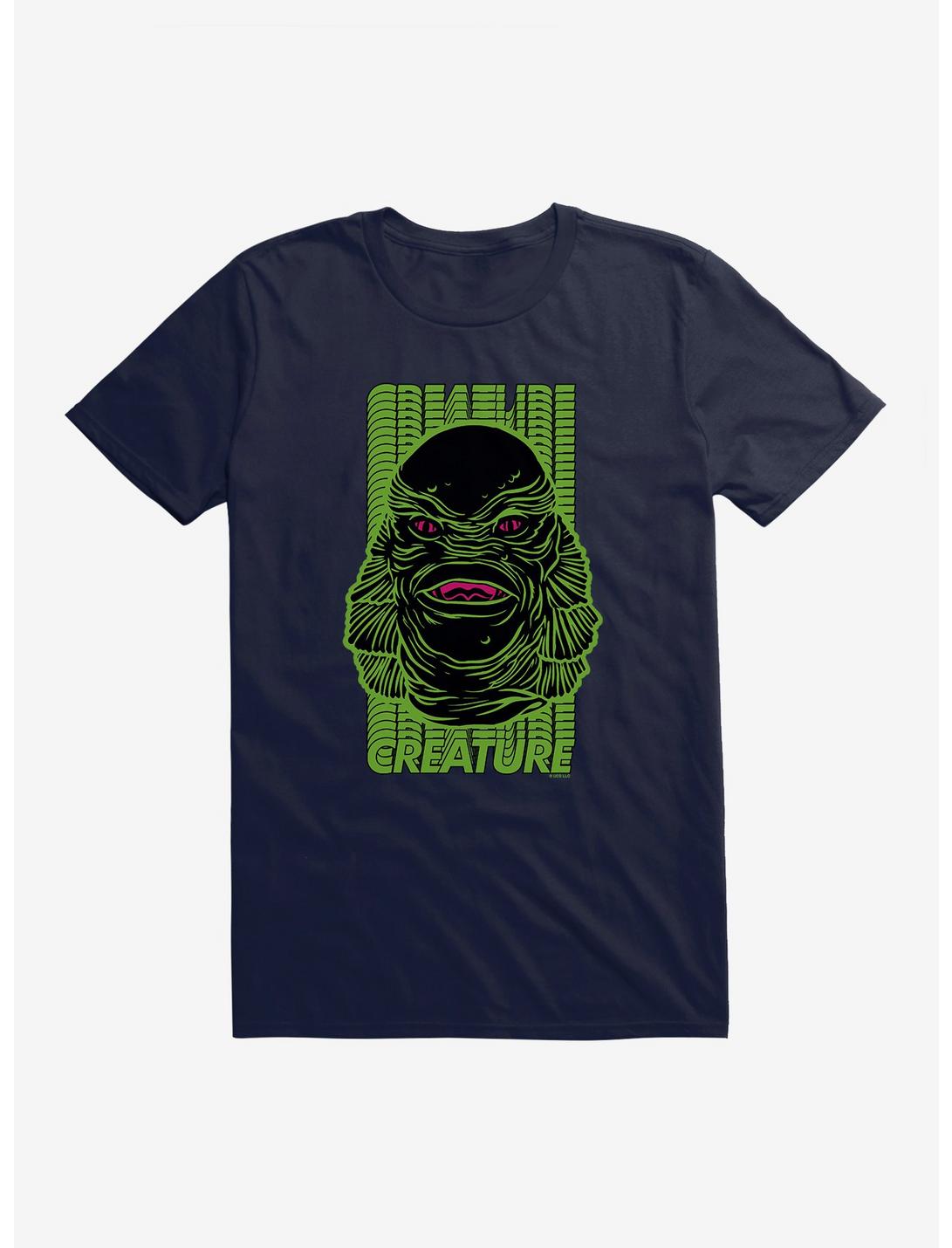 Creature From The Black Lagoon Green Name Stack T-Shirt, NAVY, hi-res