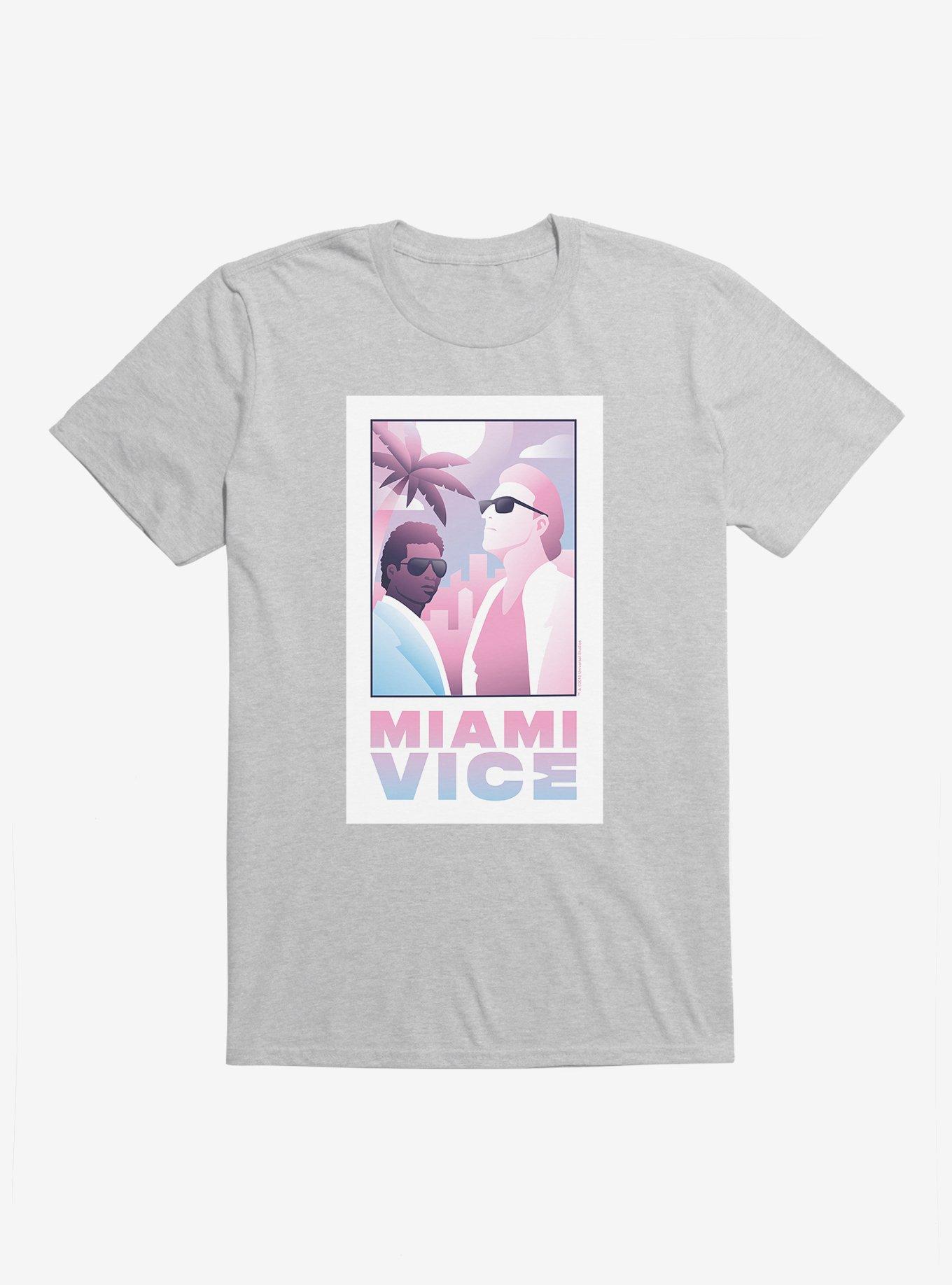 Miami Vice Pastel Crockett And Tubbs T-Shirt, HEATHER GREY, hi-res