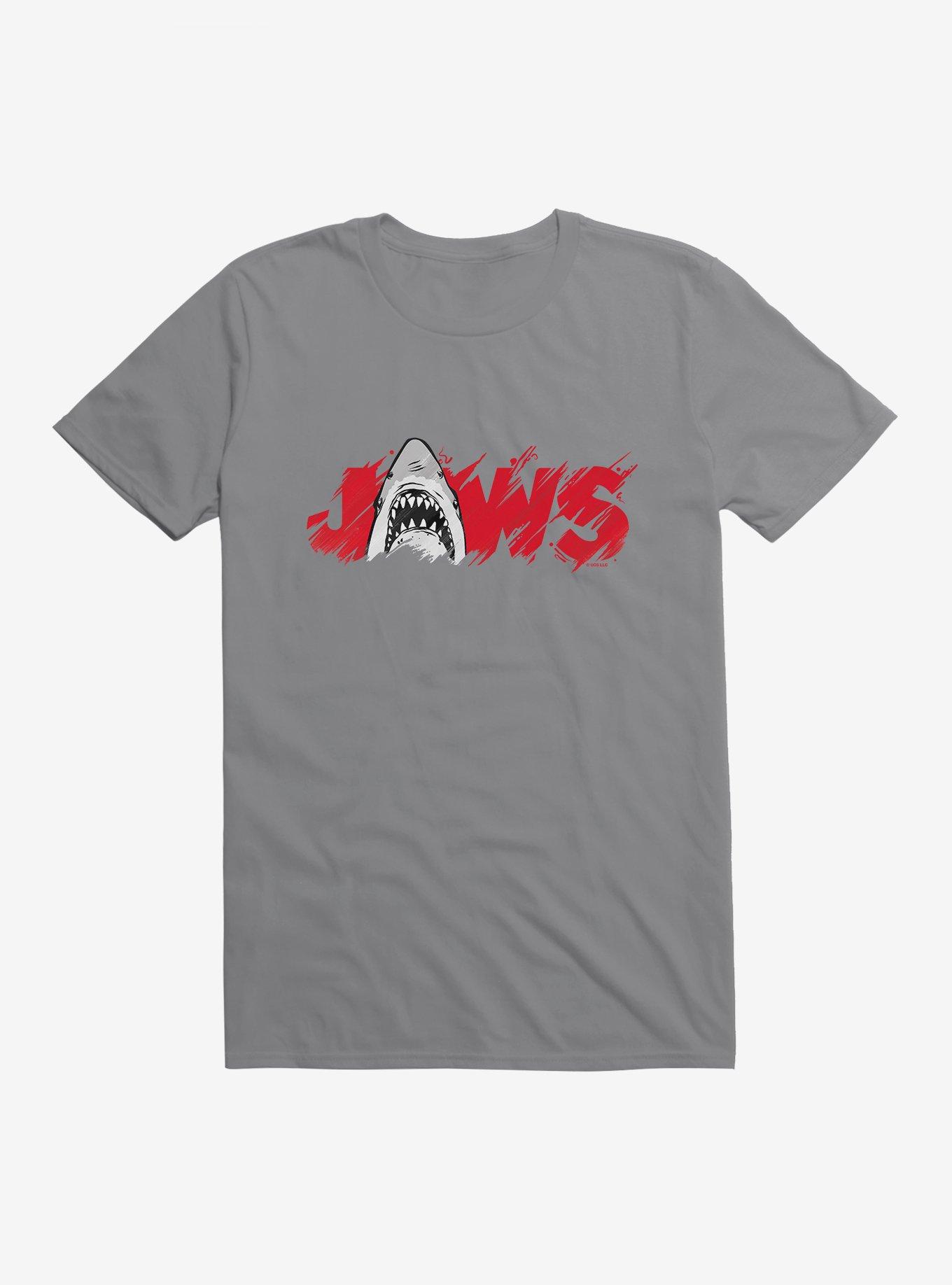 Jaws Classic Thrash Icon Script T-Shirt, STORM GREY, hi-res