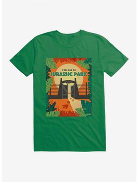 Jurassic Park Welcome Gates Summer Leaves T-Shirt, KELLY GREEN, hi-res