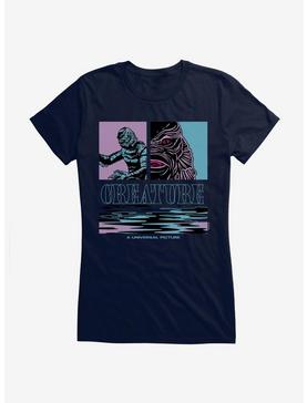 Creature From The Black Lagoon Pastel Pop Art Girls T-Shirt, NAVY, hi-res