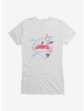 Jaws Linear Script Icons Girls T-Shirt, WHITE, hi-res
