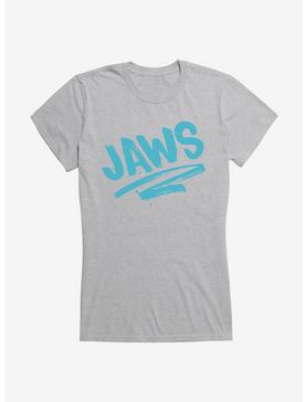 Jaws Blue Chalk Script Girls T-Shirt, HEATHER, hi-res