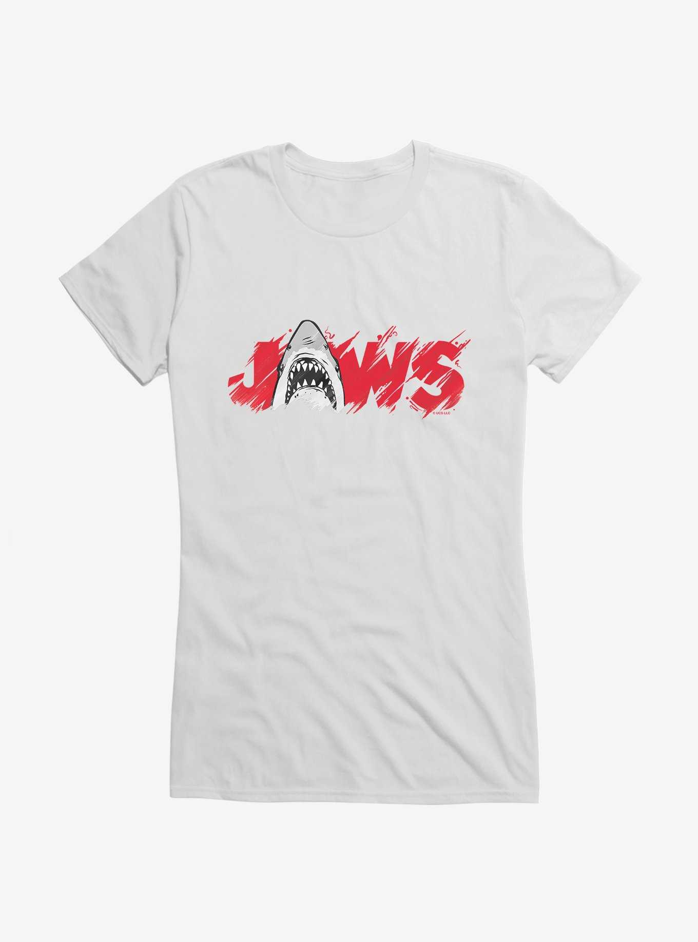 Jaws Classic Thrash Icon Script Girls T-Shirt, WHITE, hi-res