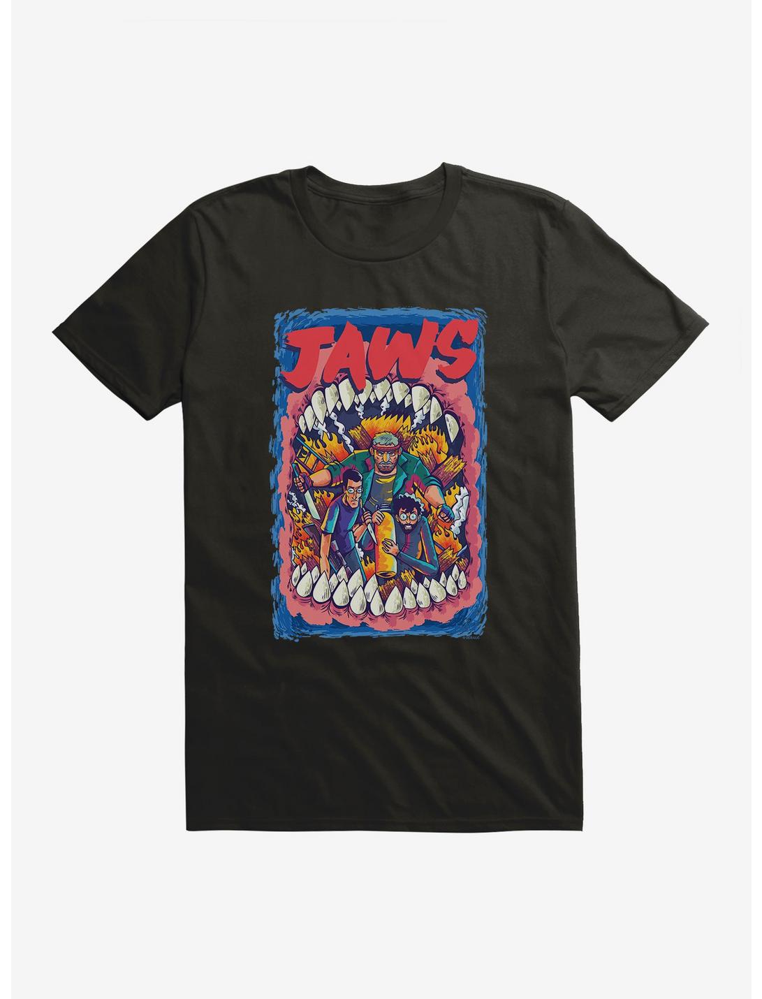 Jaws Comic Art Poster T-Shirt, BLACK, hi-res