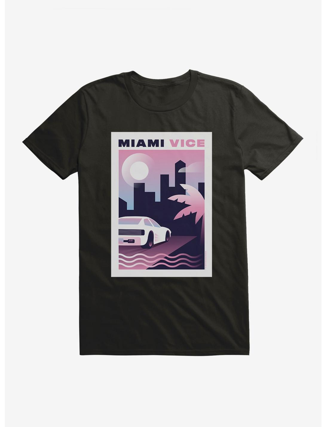 Miami Vice Pastel City Scene T-Shirt, BLACK, hi-res