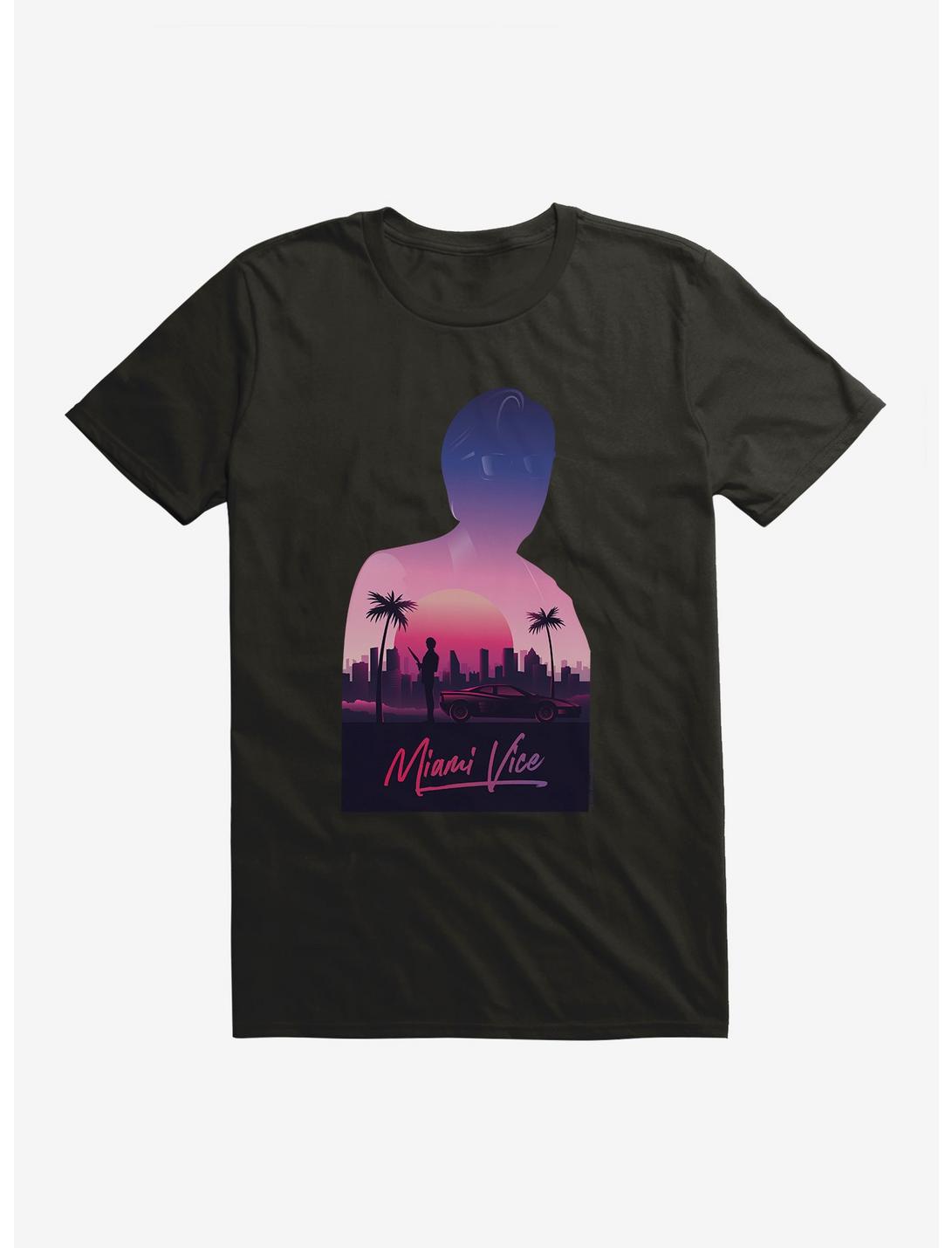 Miami Vice Silhouette Scenery T-Shirt, BLACK, hi-res