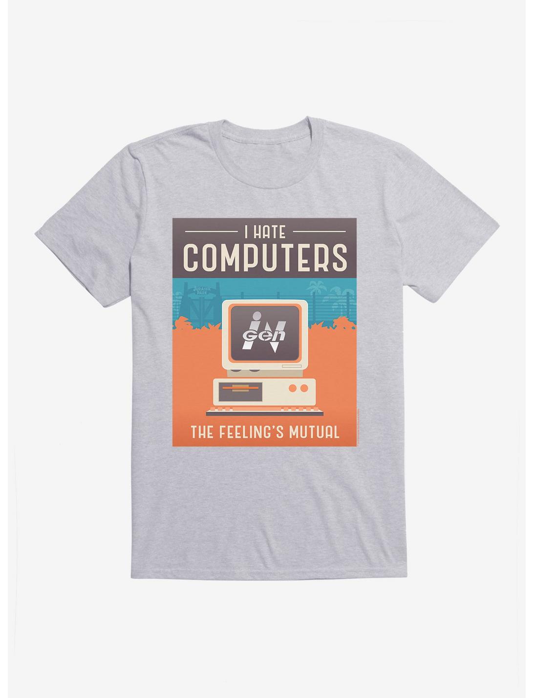 Jurassic Park Computer Hate T-Shirt, HEATHER GREY, hi-res