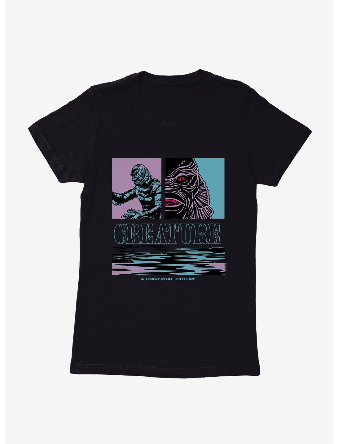 Creature From The Black Lagoon Pastel Pop Art Womens T-Shirt, BLACK, hi-res