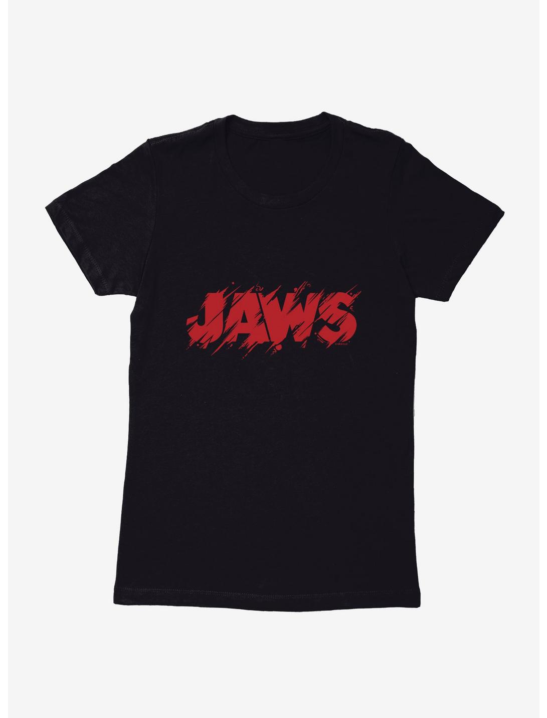 Jaws Classic Thrash Title Script Womens T-Shirt, BLACK, hi-res
