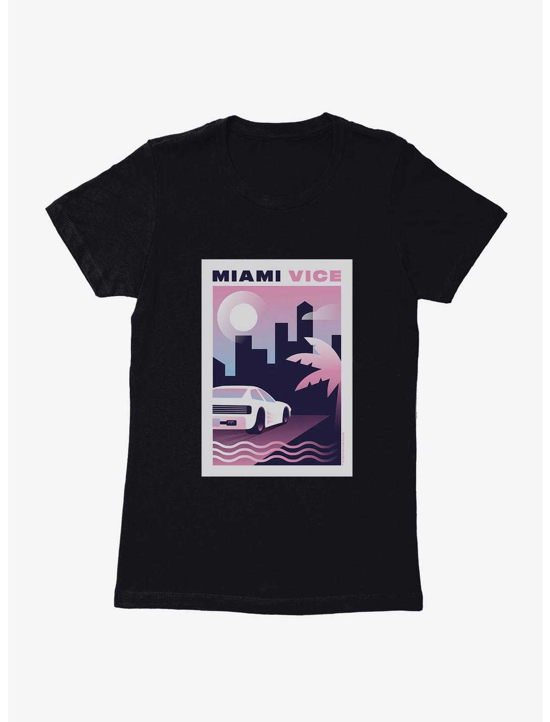 Miami Vice Pastel City Scene Womens T-Shirt, BLACK, hi-res