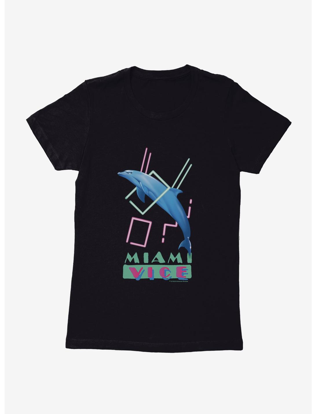 Miami Vice Dolphin Jump Womens T-Shirt, BLACK, hi-res