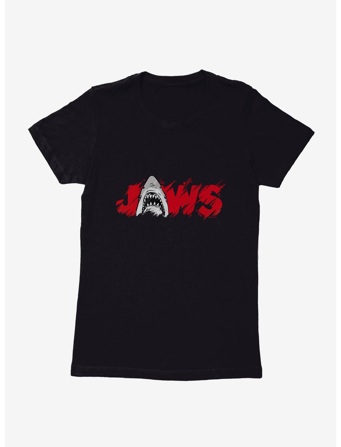 Jaws Classic Thrash Icon Script Womens T-Shirt, BLACK, hi-res