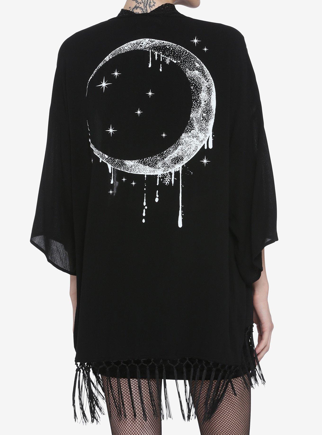 Dripping Moon Black Kimono, BLACK, hi-res