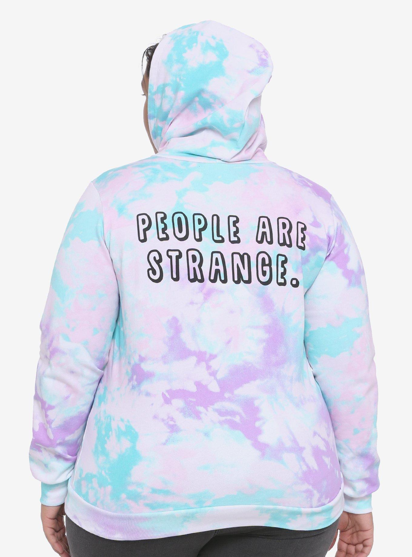 Alien People Are Strange Tie-Dye Girls Hoodie Plus Size, PURPLE, hi-res view 1