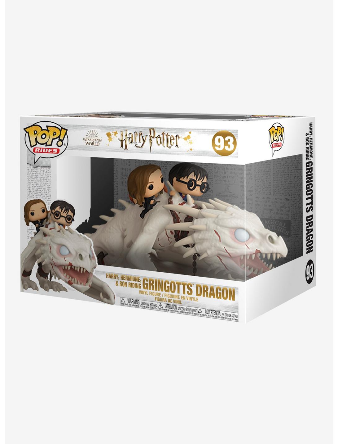 Funko Harry Potter Pop! Rides Harry Hermione & Ron Riding Gringott's Dragon Vinyl Figure, , hi-res