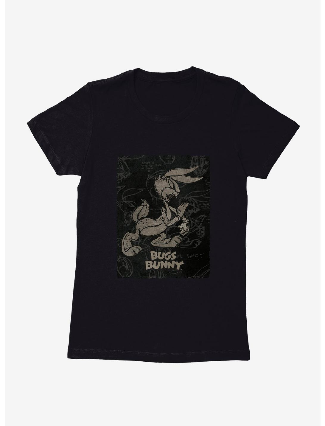 Looney Tunes Merrie Melodies Bugs Bunny Classic Sketch Womens T-Shirt, BLACK, hi-res