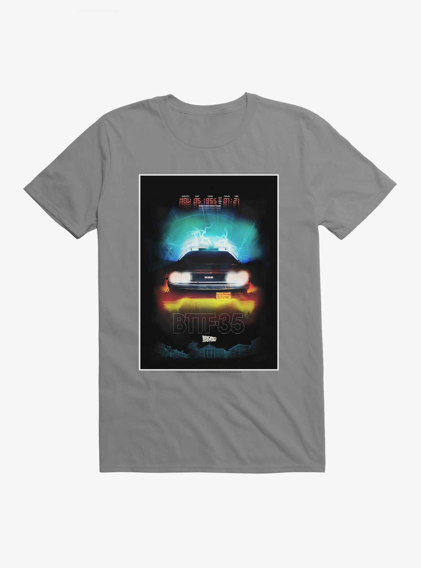Back To The Future 35 DeLorean Poster T-Shirt, STORM GREY, hi-res