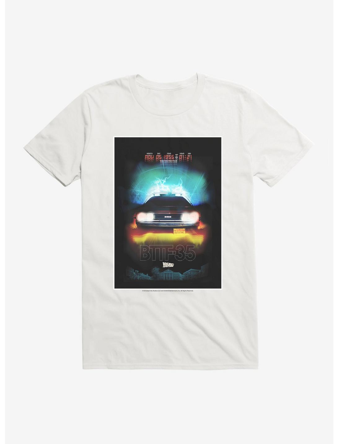 Back To The Future 35 DeLorean Poster T-Shirt, WHITE, hi-res