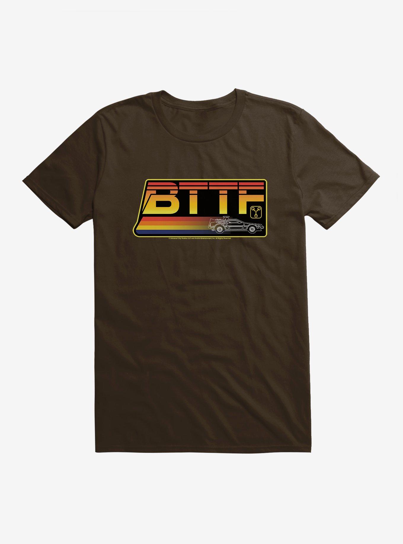 Back To The Future BTTF DeLorean Take Off T-Shirt, CHOCOLATE, hi-res