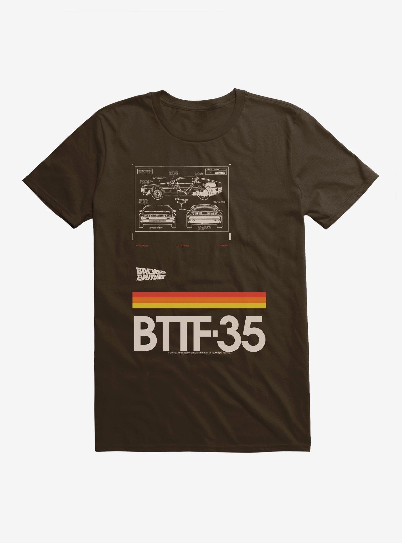 Back To The Future DeLorean Diagram T-Shirt, CHOCOLATE, hi-res