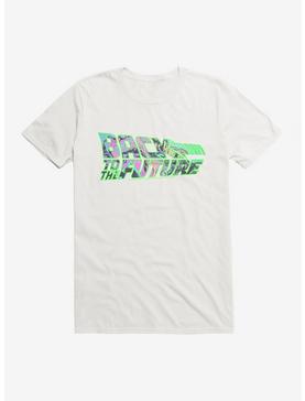 Back To The Future Green Neon Outline Script T-Shirt, WHITE, hi-res